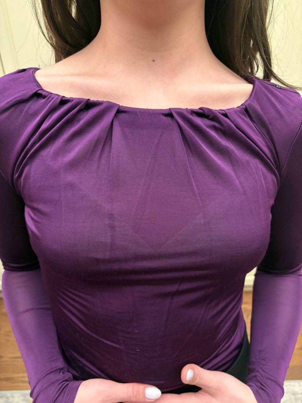 Ted Baker Purple Gathered Neck Long-Sleeve Top